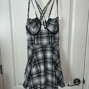 Urban Outfitters Monochrome Plaid dress with heart chest